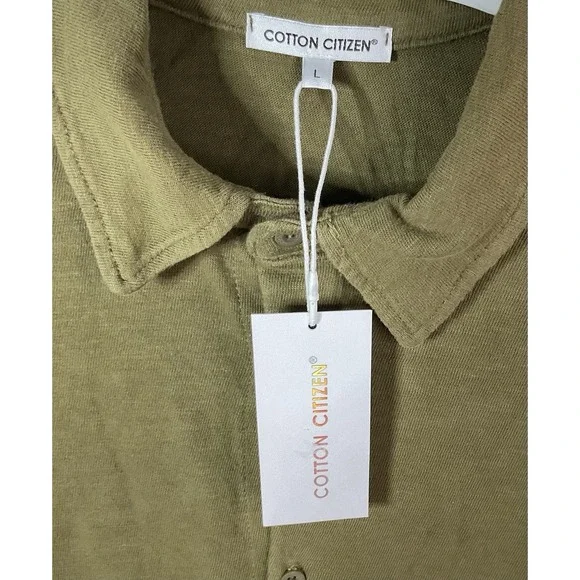 Cotton Citizen Mens Presley Slub Knit Shirt Sz L Olive Green LS Button Up - Picture 3 of 8